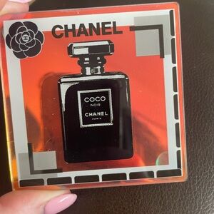 Plastic coaster iridescent  Noir Red and Black Art